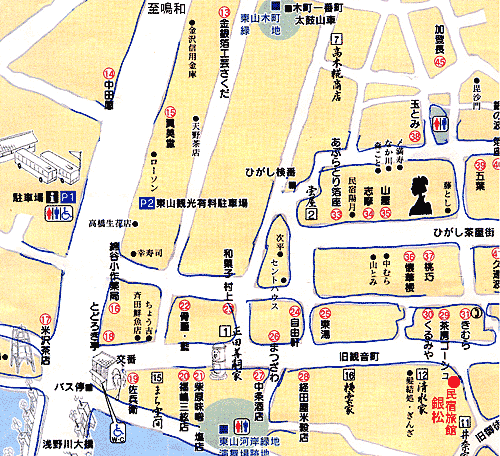 民宿　銀松への概略アクセスマップ