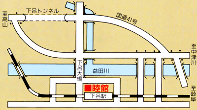 下呂温泉　睦館への概略アクセスマップ