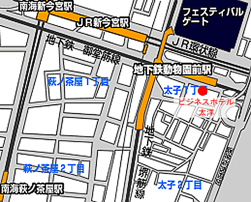 ビジネスホテル太洋＜大阪府＞への概略アクセスマップ