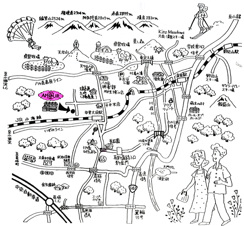 八ヶ岳高原 ペンション アムールの地図画像