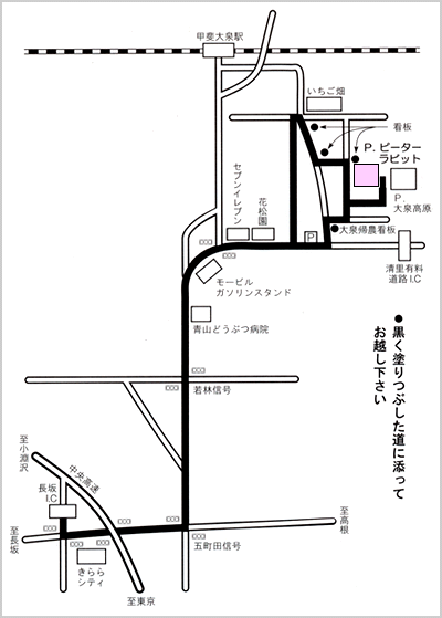 八ヶ岳大泉高原 ペンション ピーターラビットの地図画像
