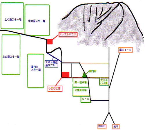 大山寺　やまびこ荘への概略アクセスマップ