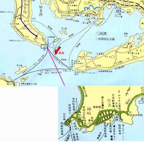 篠島　ホテル海原＜篠島＞への概略アクセスマップ