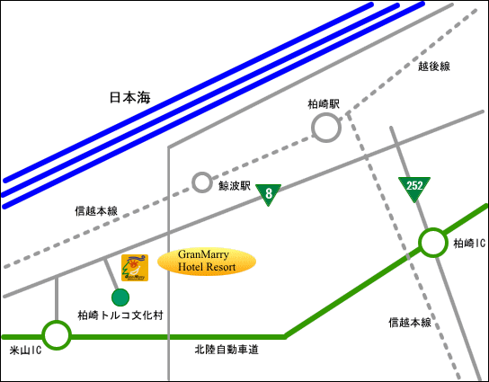 グランメリーホテルリゾートへの概略アクセスマップ