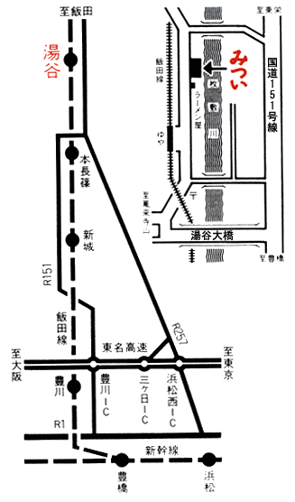 湯谷温泉　旅荘　みついへの概略アクセスマップ