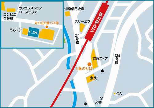 地図：京急ＥＸイン横須賀リサーチパーク（旧：ホテルＹＲＰ）