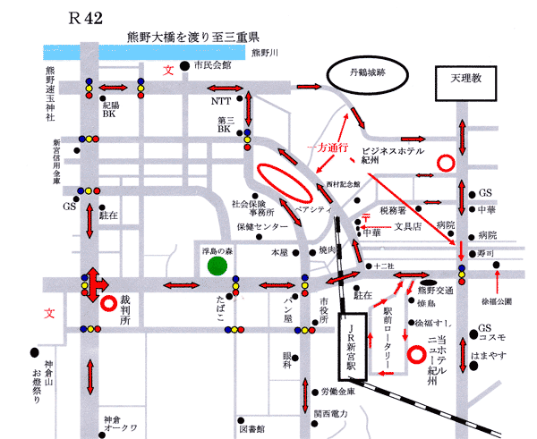 ビジネスホテル美郷への概略アクセスマップ