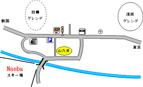 ロッヂ山の湯への概略アクセスマップ