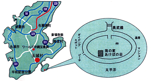 海の家　あけぼの荘への概略アクセスマップ