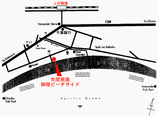 年間民宿 御宿ビーチサイドの地図画像