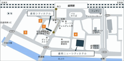 盛岡シティホテルへの概略アクセスマップ