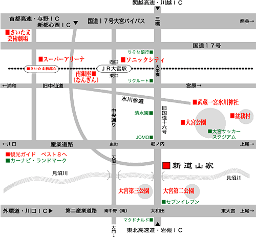 地図：料亭旅館　新道山家