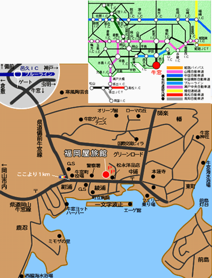 福岡屋旅館への概略アクセスマップ