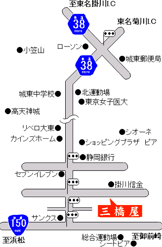 旅館　三橋屋への概略アクセスマップ