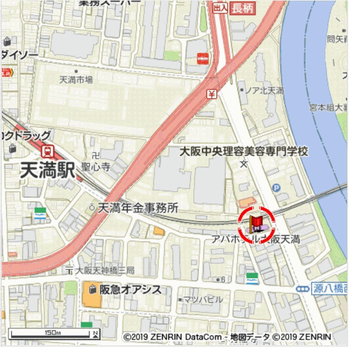 アパホテル〈大阪天満〉への概略アクセスマップ