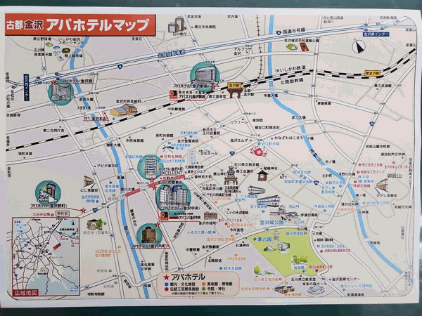 地図：アパホテル〈金沢野町〉
