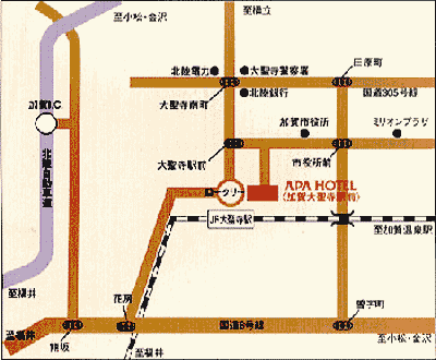 アパホテル＜加賀大聖寺駅前＞への概略アクセスマップ