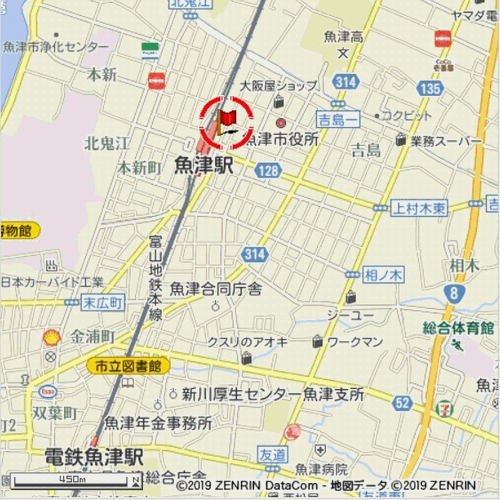 アパホテル〈魚津駅前〉への概略アクセスマップ