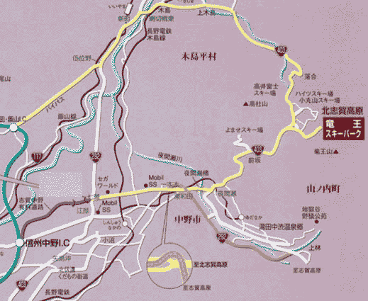 北志賀高原ホテルへの概略アクセスマップ