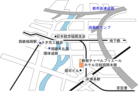 ホテル日航福岡への概略アクセスマップ