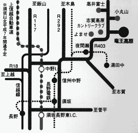 ホテルホワイトイン北志賀への概略アクセスマップ