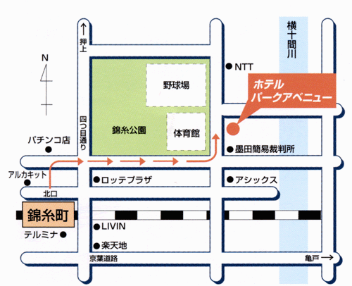 ホテル　パークアベニュー＜東京都＞への概略アクセスマップ