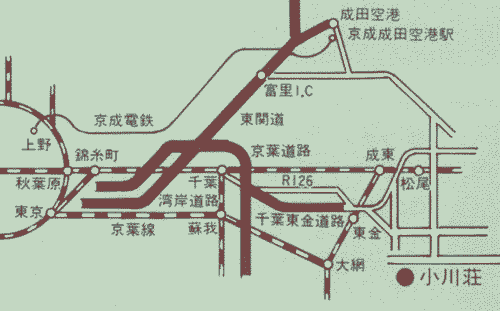 蓮沼シーサイドイン小川荘への概略アクセスマップ