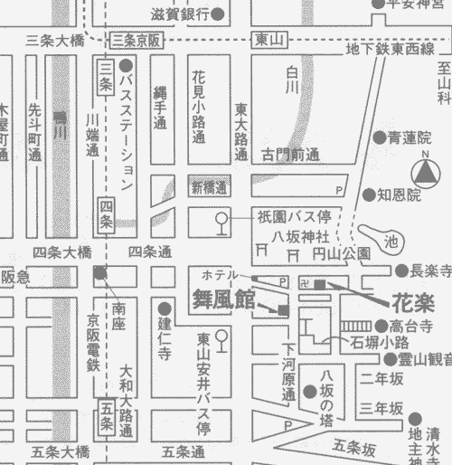 祇園の宿　舞風館への概略アクセスマップ