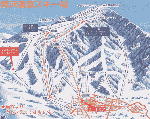 野沢温泉　ユートピアへの概略アクセスマップ