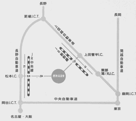 鹿教湯温泉　斎藤ホテルへの概略アクセスマップ