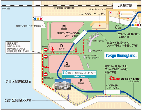 東京ベイ舞浜ホテル　ファーストリゾートへの概略アクセスマップ