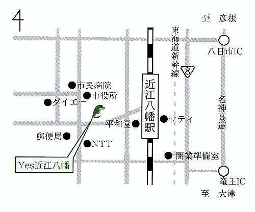 グリーンホテルＹＥＳ近江八幡への概略アクセスマップ