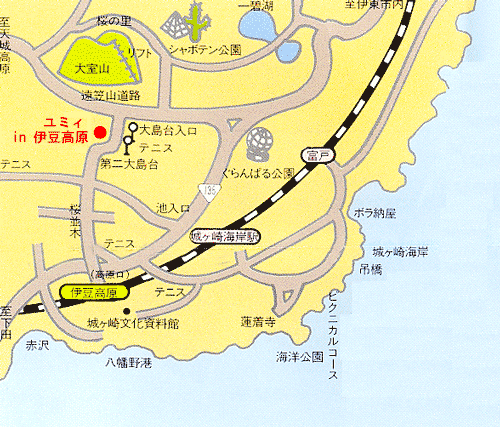 ペンションアニマーレｉｎ伊豆高原への概略アクセスマップ