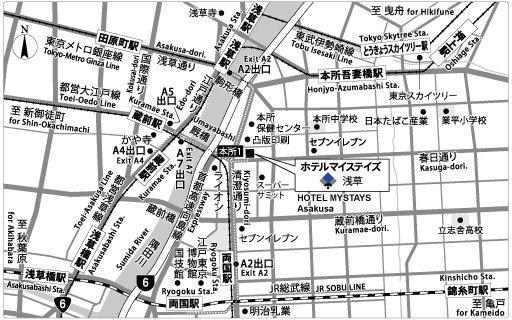 地図：ホテルマイステイズ浅草