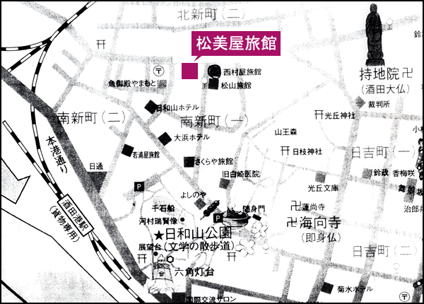 松美屋旅館への概略アクセスマップ