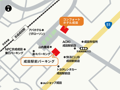 コンフォートホテル成田への概略アクセスマップ