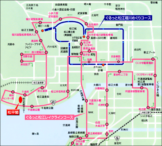 松江しんじ湖温泉　松平閣への概略アクセスマップ