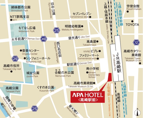 アパホテル〈高崎駅前〉への概略アクセスマップ