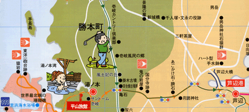 奥壱岐の千年湯　平山旅館　＜壱岐島＞への概略アクセスマップ