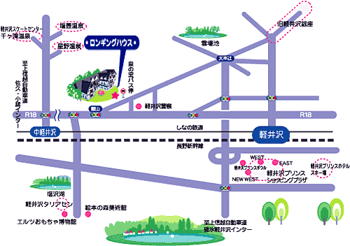 軽井沢ホテル ロンギングハウスの地図画像