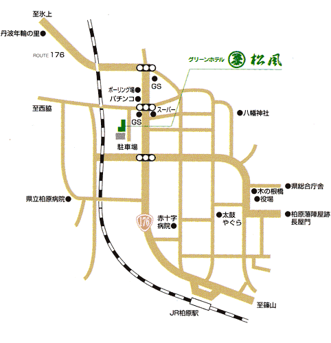 丹波グリーンホテル松風への概略アクセスマップ