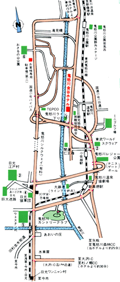 鬼怒川金谷ホテルへの概略アクセスマップ