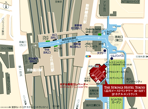 ストリングスホテル東京インターコンチネンタルへの概略アクセスマップ