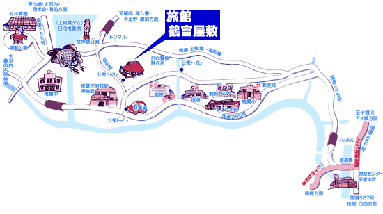 旅館　鶴富屋敷への概略アクセスマップ