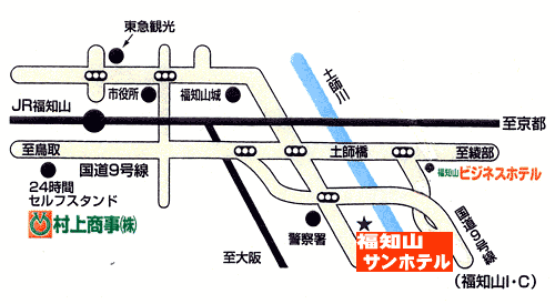 福知山サンホテルへの概略アクセスマップ