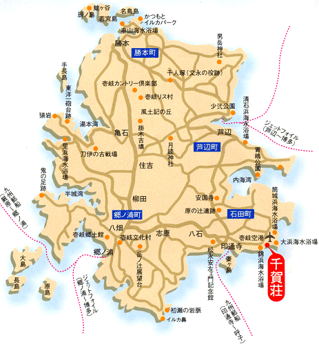 民宿　繁屋千賀荘　＜壱岐島＞への概略アクセスマップ