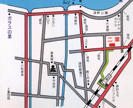 上諏訪温泉　旅荘　二葉＜長野県＞への概略アクセスマップ