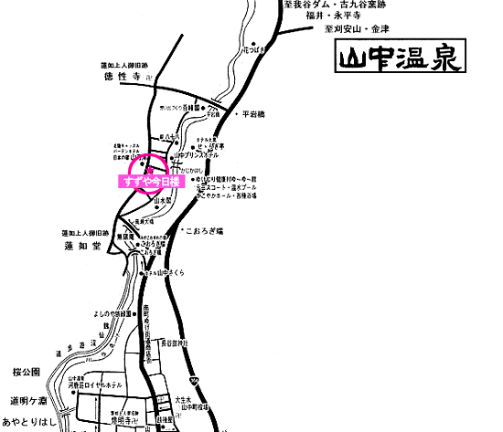 地図：加賀・山中温泉　すゞや今日楼