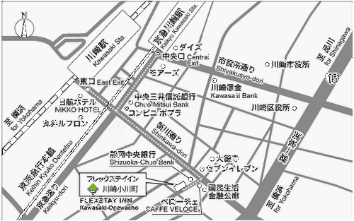 地図：フレックステイイン川崎小川町