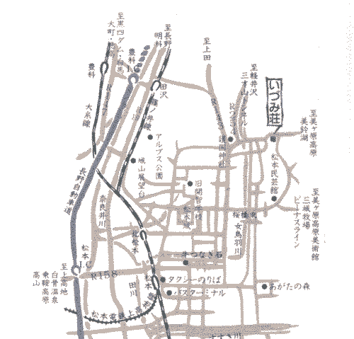 浅間温泉　和泉荘への概略アクセスマップ